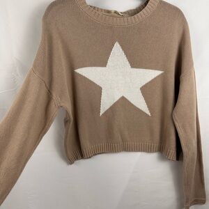 Altar'd State Tan Sweater with White Star